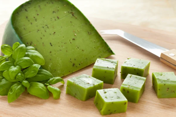 kaas met groene pesto