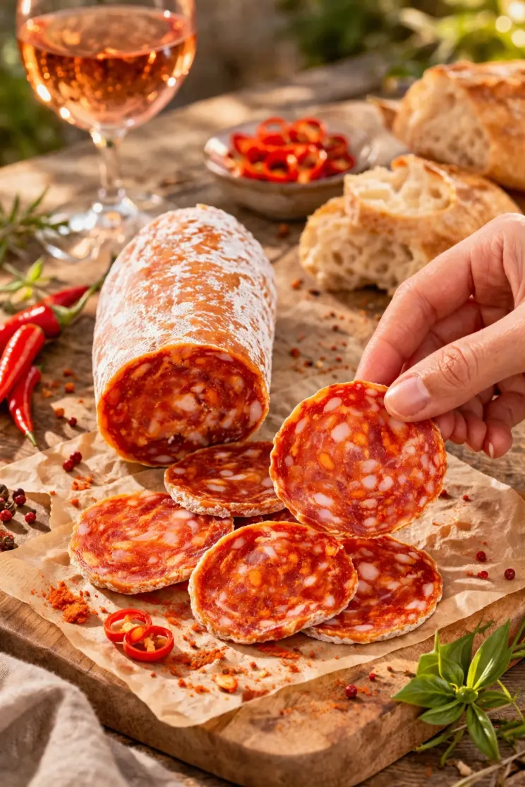 Salami met zoete peper